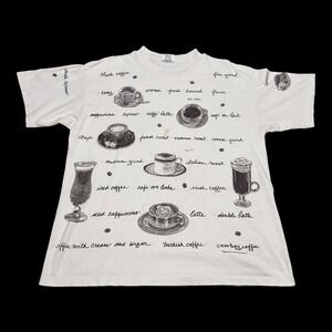 Vintage‎ Relevant Products 1994 Coffee Espresso AOP Stained Shirt Men's XL